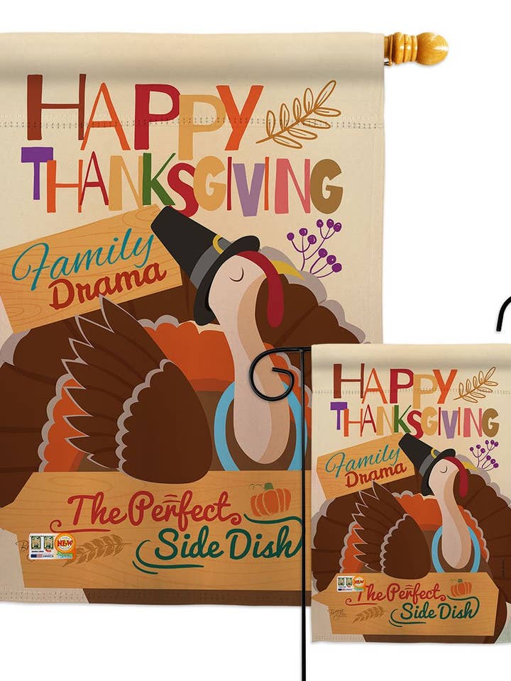 Perfekt side parabol Falltime Thanksgiving Bird Decor Flag for engroshandel hos Two Group Flag Co