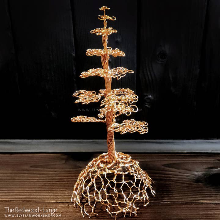 Sculpture artisanale en cuivre d'arbre en séquoia et cèdre boho pour la vente par Elysian Workshop
