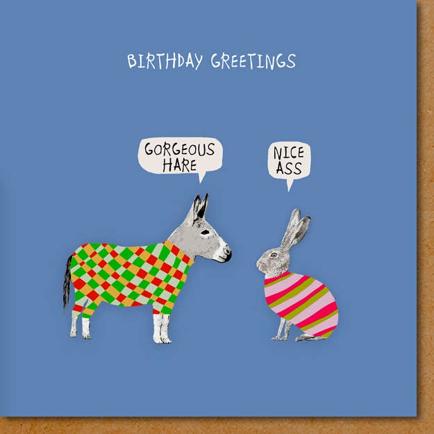 Sally Scaffardi Design - Wholesale Birthday Card - UW040 ... Funny Birthday Card, Gorgeous Hare, Nice Ass1