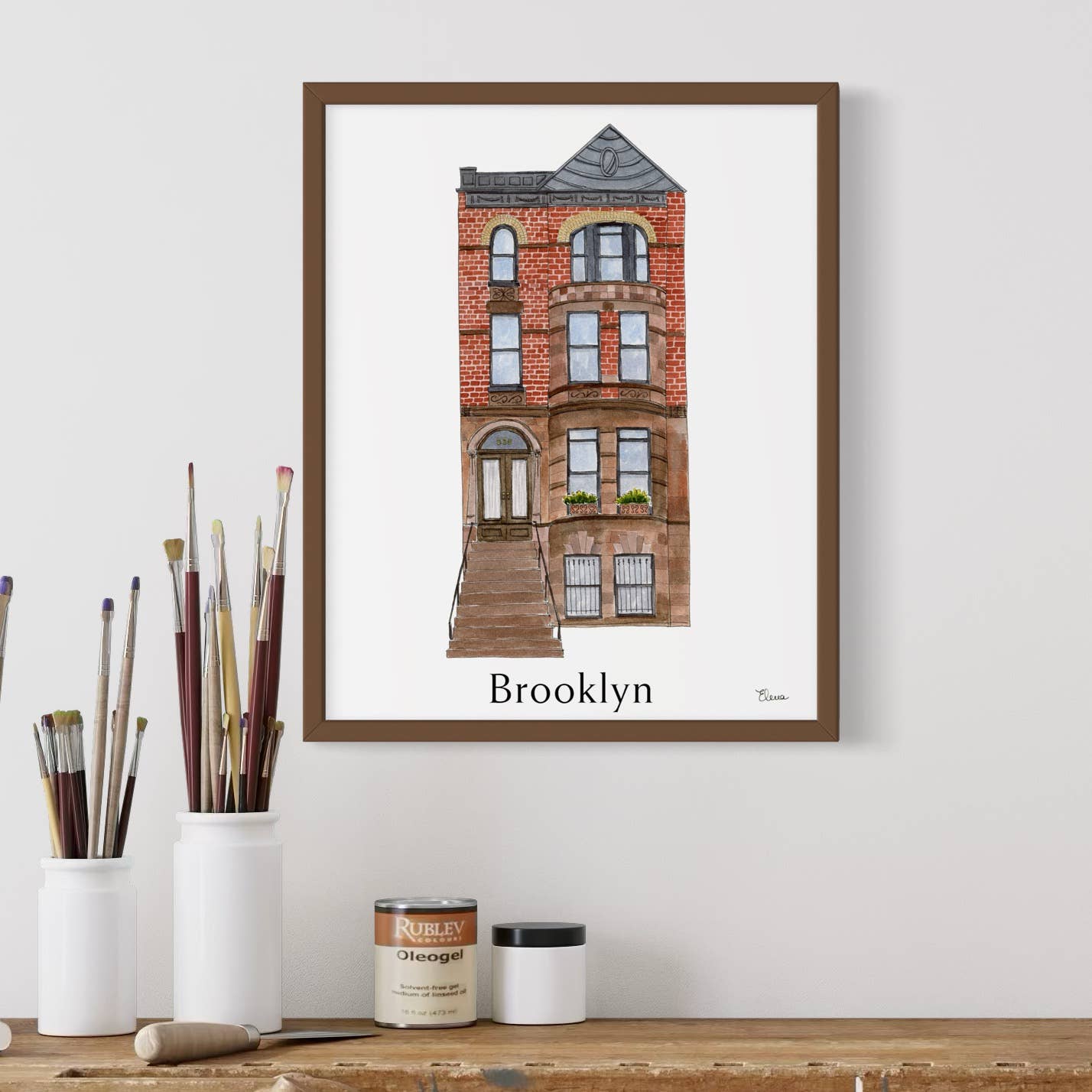 Pintalustika - Joyful Urban Illustrations - Wholesale Art Print - Brooklyn Brownstone Art Print, New York City5