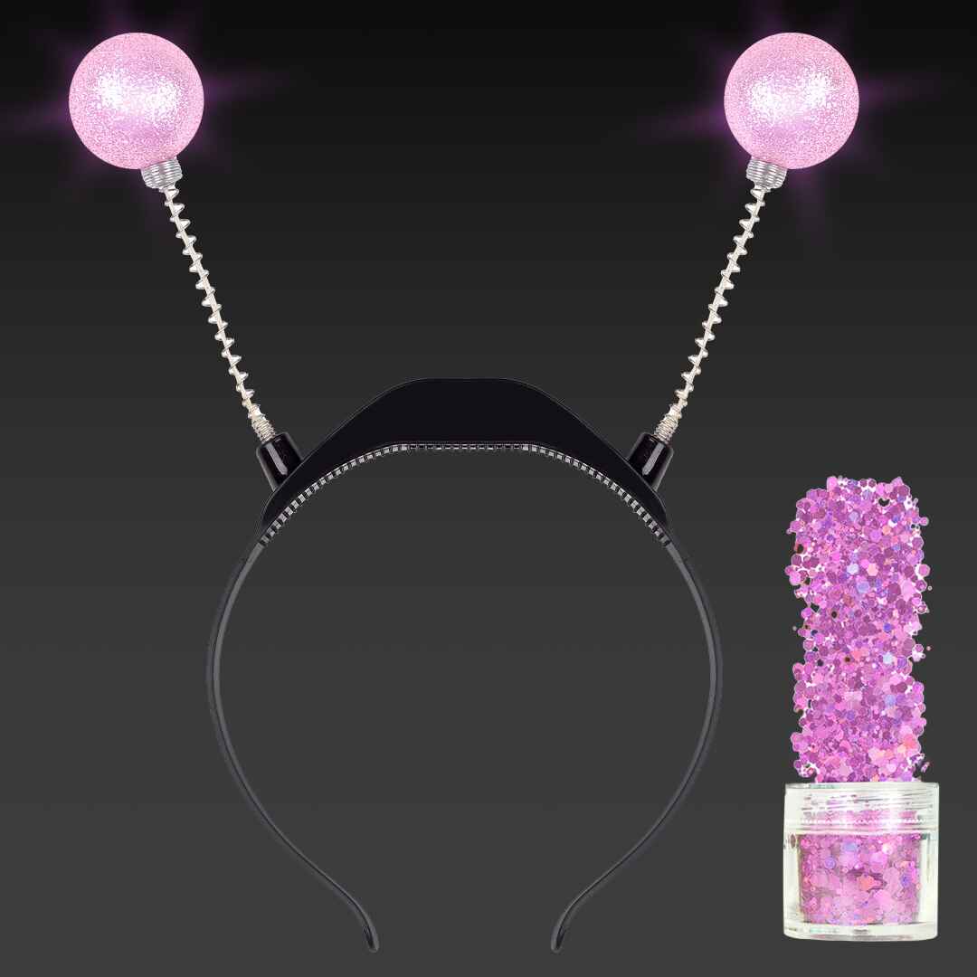 Funcredible - Wholesale Costume - Women's - Light Up Pink Alien Headband with Glitter - Alien Costume 0