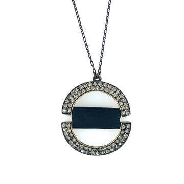 Rebel Designs Accessories - Wholesale Pendant/Charm Necklace - Two Half Circles w Leather Ctr Necklace2