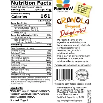 Plantraw - Vendita all'ingrosso Muesli - Granola - Originale (senza cereali, senza glutine senza zuccheri aggiunti né dolcificanti)1