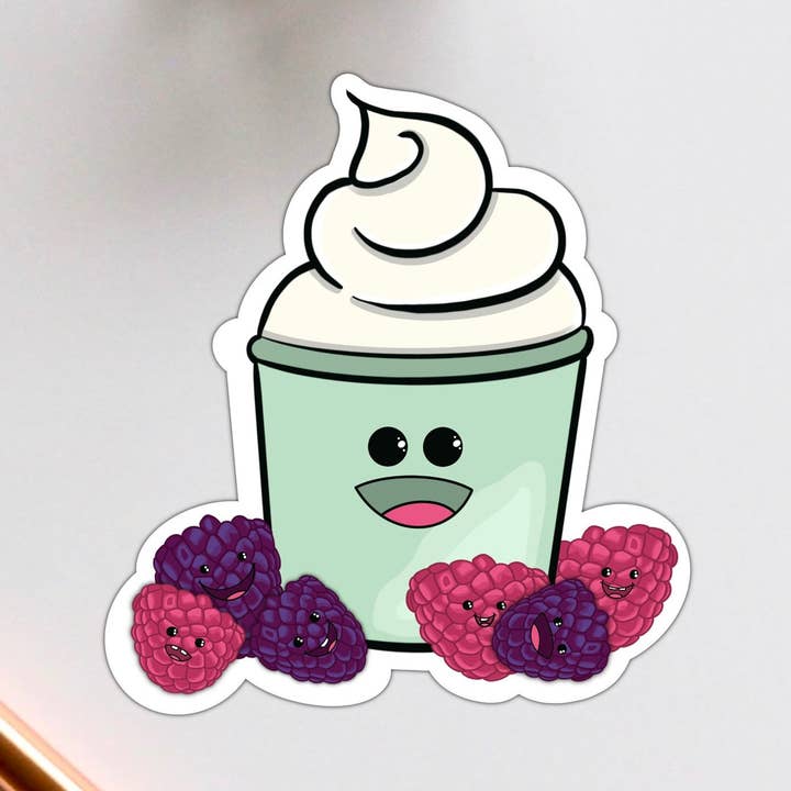 Vinyl Smaakpapillen van yoghurt en bessen voor wholesale door Stick With It Sticker Co