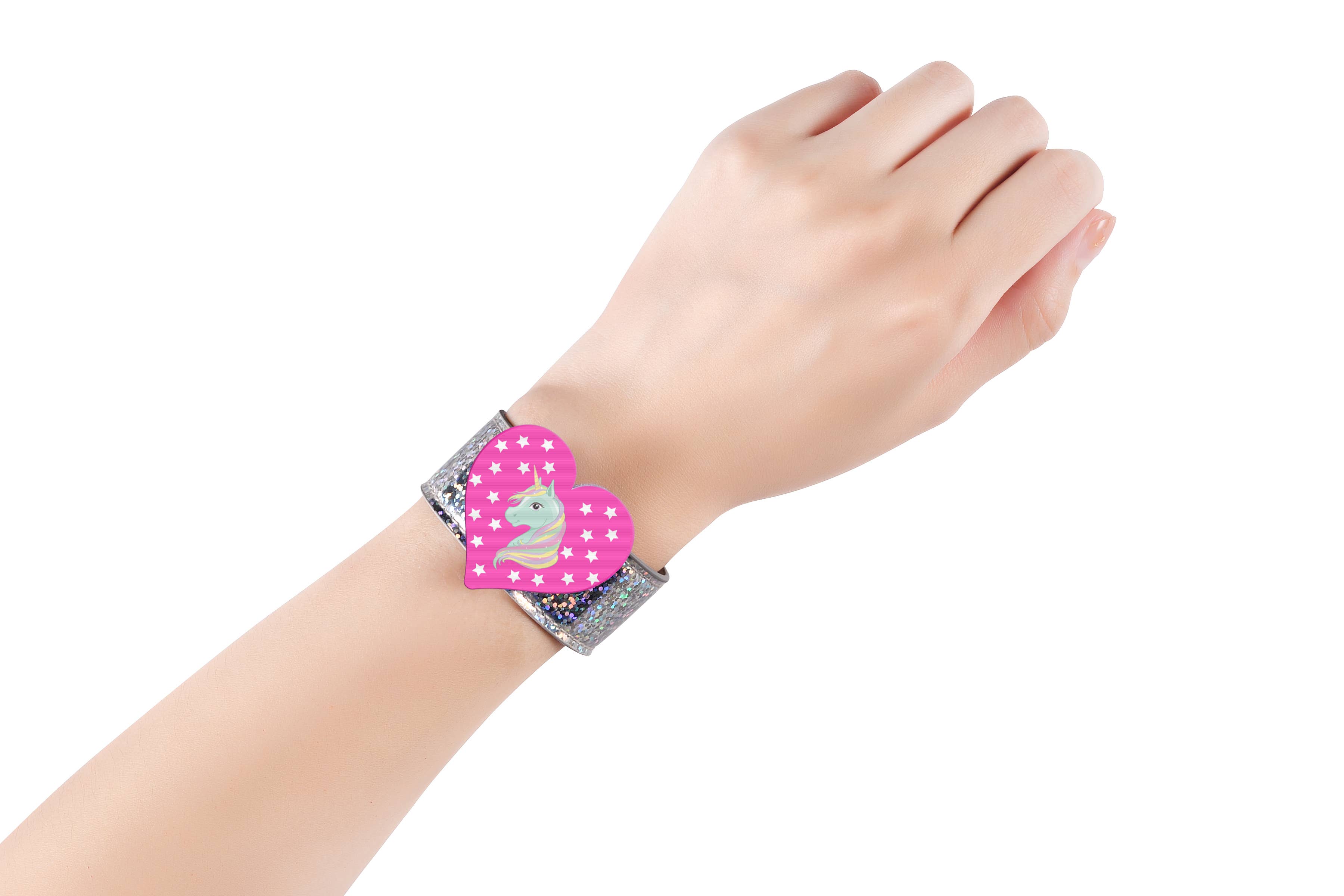 Frog Sac - Wholesale Bangle Bracelet - Kids & Baby - Glitter Slap Bracelet with 3D Image-Shifting Charms - 6 Pack4