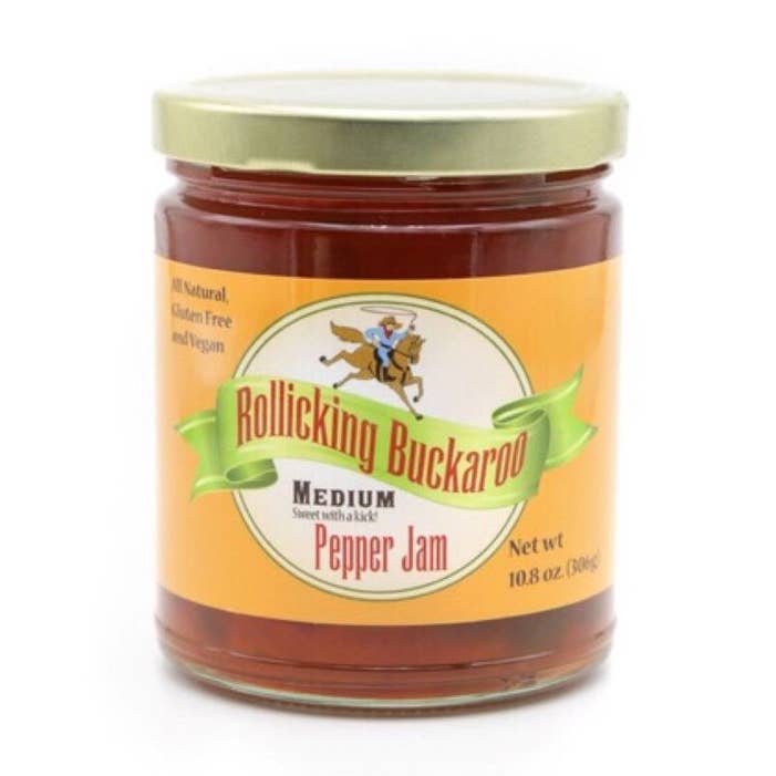 Pepper Jam Medium "Sweet with a Kick" for wholesale by Rollicking Buckaroo Pepper Jam and Seasoning Blends