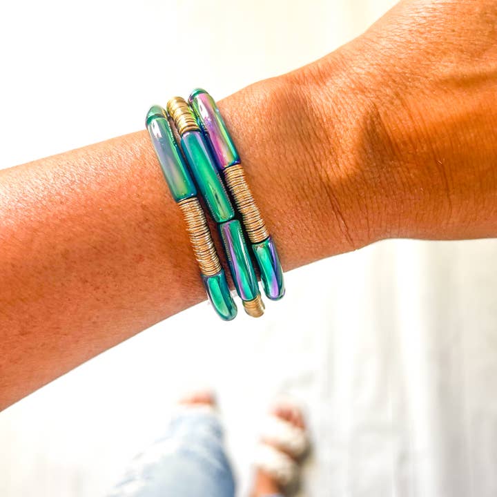 Savvy Bling - Wholesale Beaded Bracelet - Metallic Tube Bracelets2