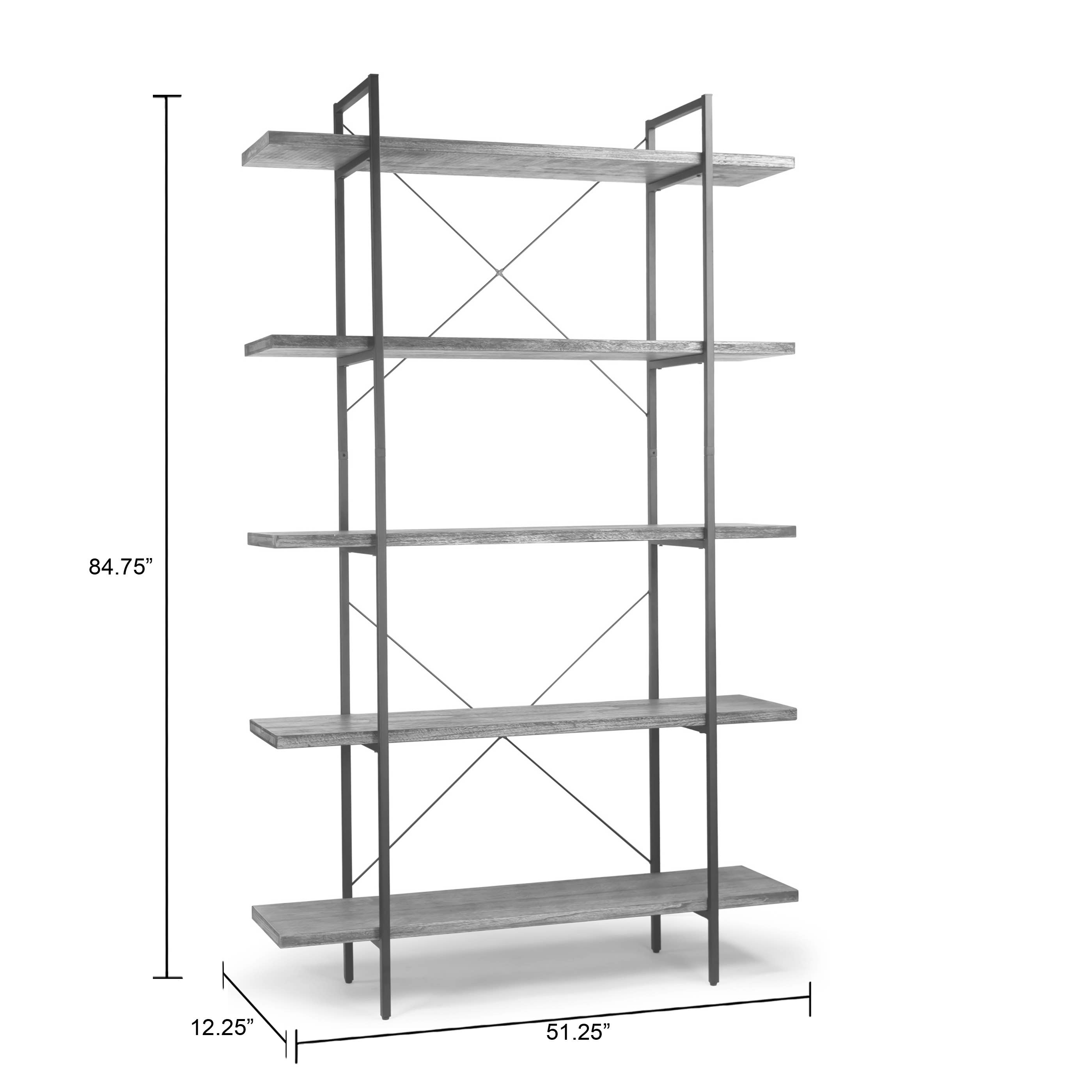 Glamour Home - Wholesale Free Standing Shelf - Amrit 84.5" Wood and Metal Etagere Bookcase Media Center7