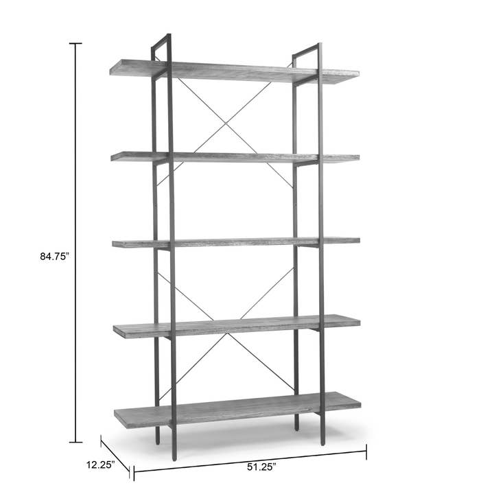Glamour Home - Wholesale Free Standing Shelf - Amrit 84.5" Wood and Metal Etagere Bookcase Media Center7