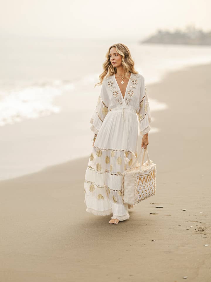 MANILA WHITE LONG DRESS for wholesale by Piti Cuiti