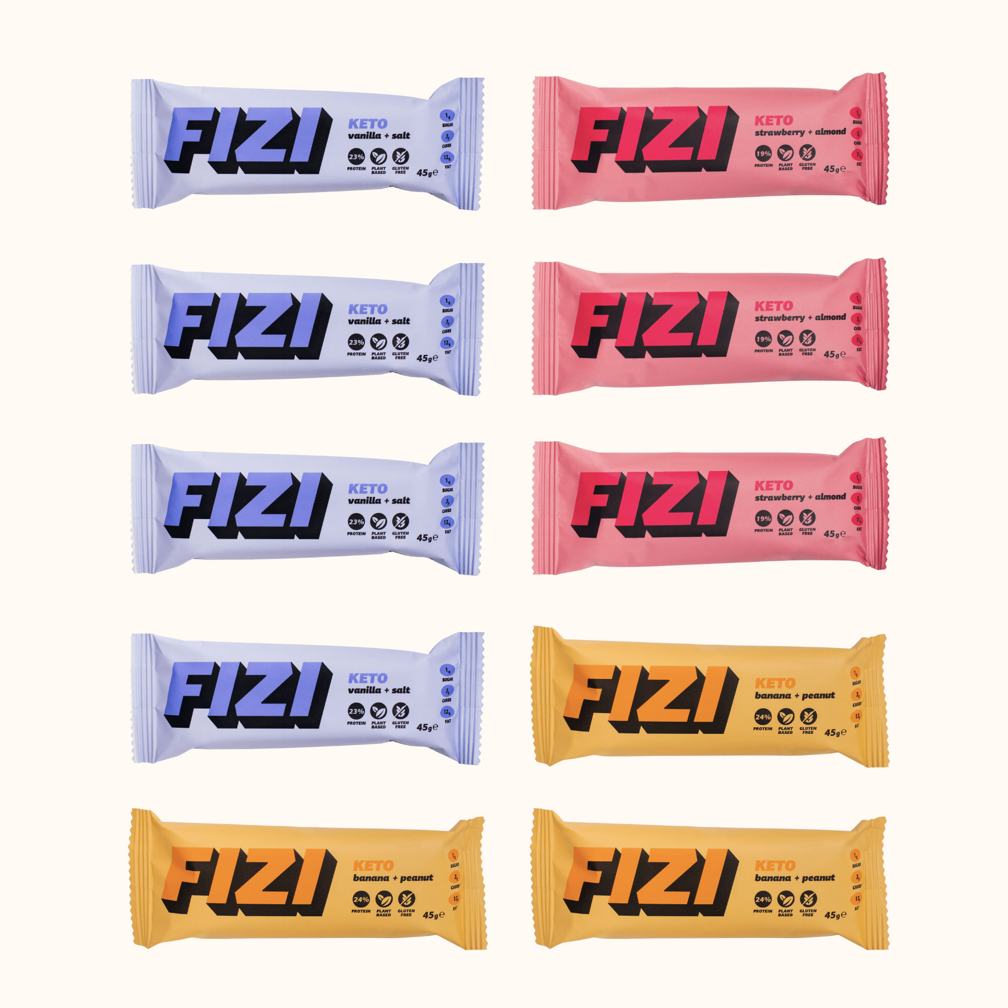 FIZI – wholesale Snack bar – KETO BOX 10x45G1