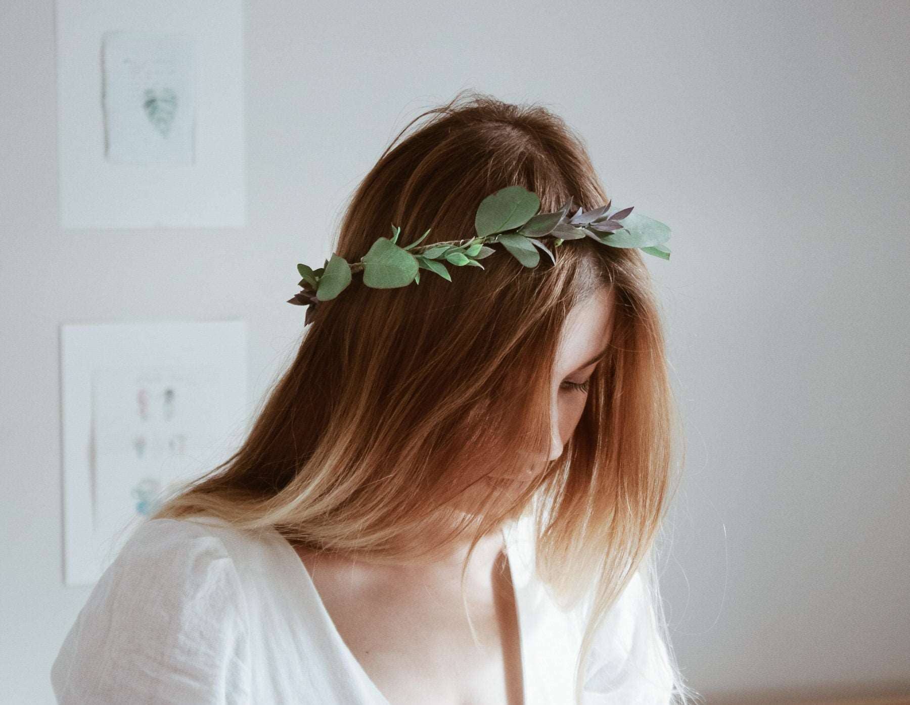 Hidden Botanics - Wholesale Fashion Headband - Women's - Boho Eucalptus Flower Crown, Green Flower Crown, Greenery, Eucalyptus Crown, Silver Dollar Eucalyptus, Wedding Crown, Boho Flower Crown7