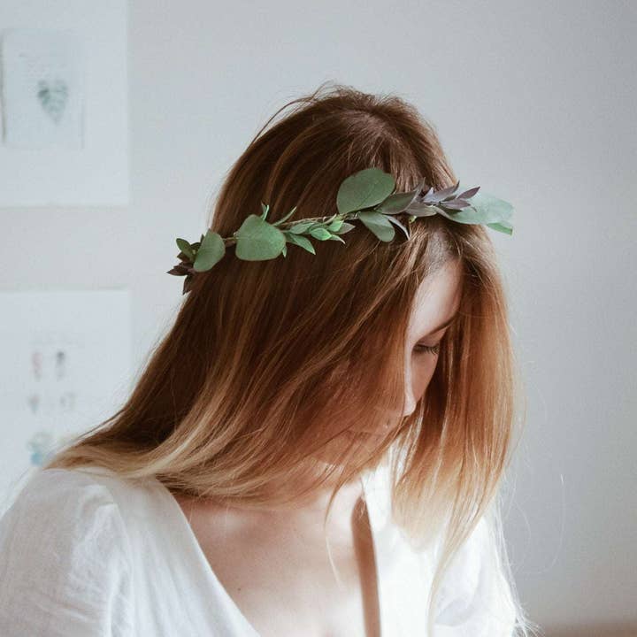 Hidden Botanics - Wholesale Fashion Headband - Women's - Boho Eucalptus Flower Crown, Green Flower Crown, Greenery, Eucalyptus Crown, Silver Dollar Eucalyptus, Wedding Crown, Boho Flower Crown7