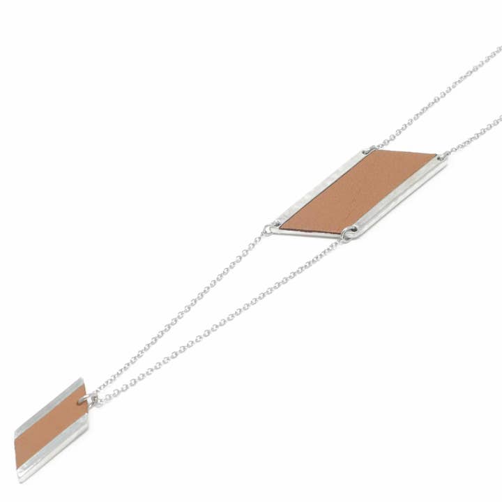 Dubbel diamantfunktionshalsband med läderinlägg Tan för wholesale av Sobo & Co Jewellery