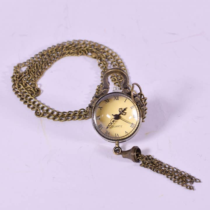 Retro BronzePocket Watch with Chain - Quartz Movement for wholesale by giftland