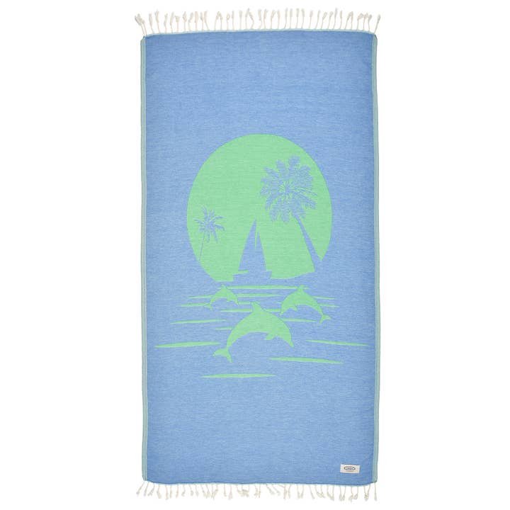 La Hammam - Wholesale Beach Towel - *Exclusive Green Dolphins Peshtemal Pure Cotton Beach Towel3
