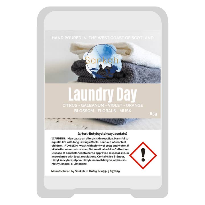 Laundry Day Scented Wax Melt Clamshell for wholesale by Sankah