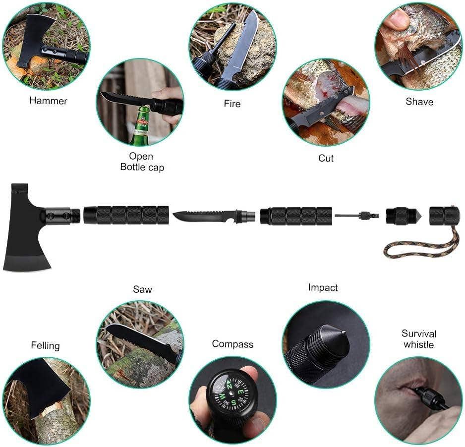 VIGOR - Wholesale Handy Tool - Survival Hatchet & Camping Axe with Fixed Blade Knife Combo Set, Full Tang Tactical Axe for Outdoor(10 Pack)2