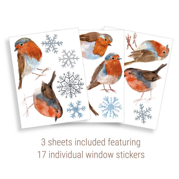 Stickerscape – wholesale Wall decal/stickers – Winter Robins & Snowflakes Window Stickers3