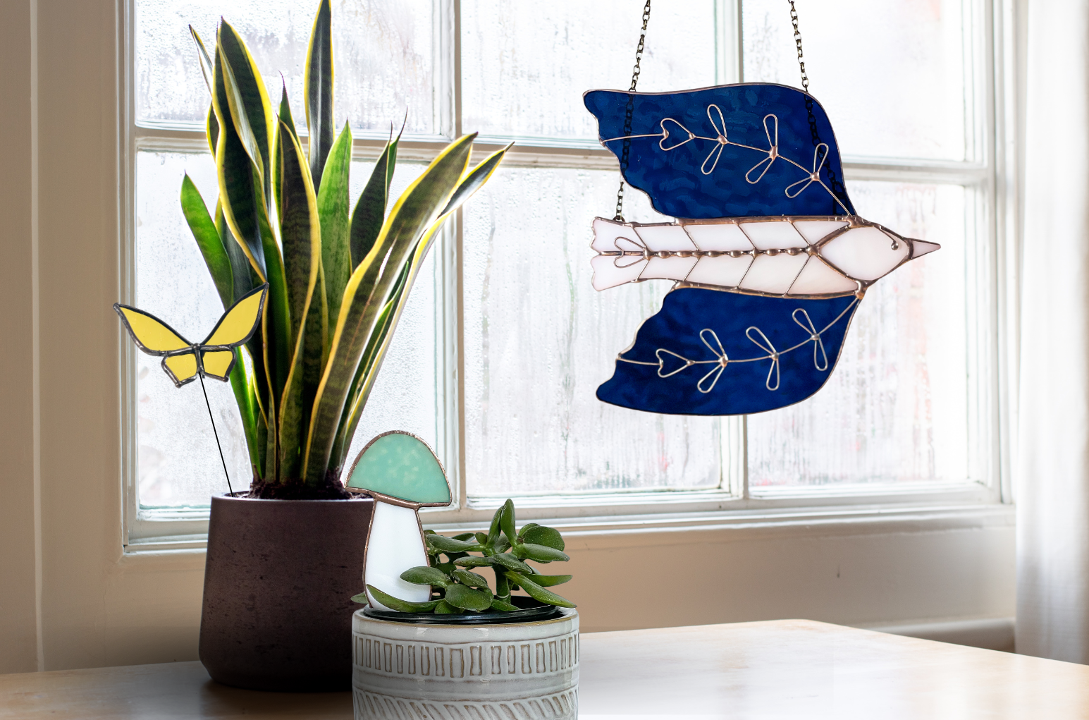 Samara Designs Studio – wholesale Suncatcher – Stained Glass Folk Art Bird3