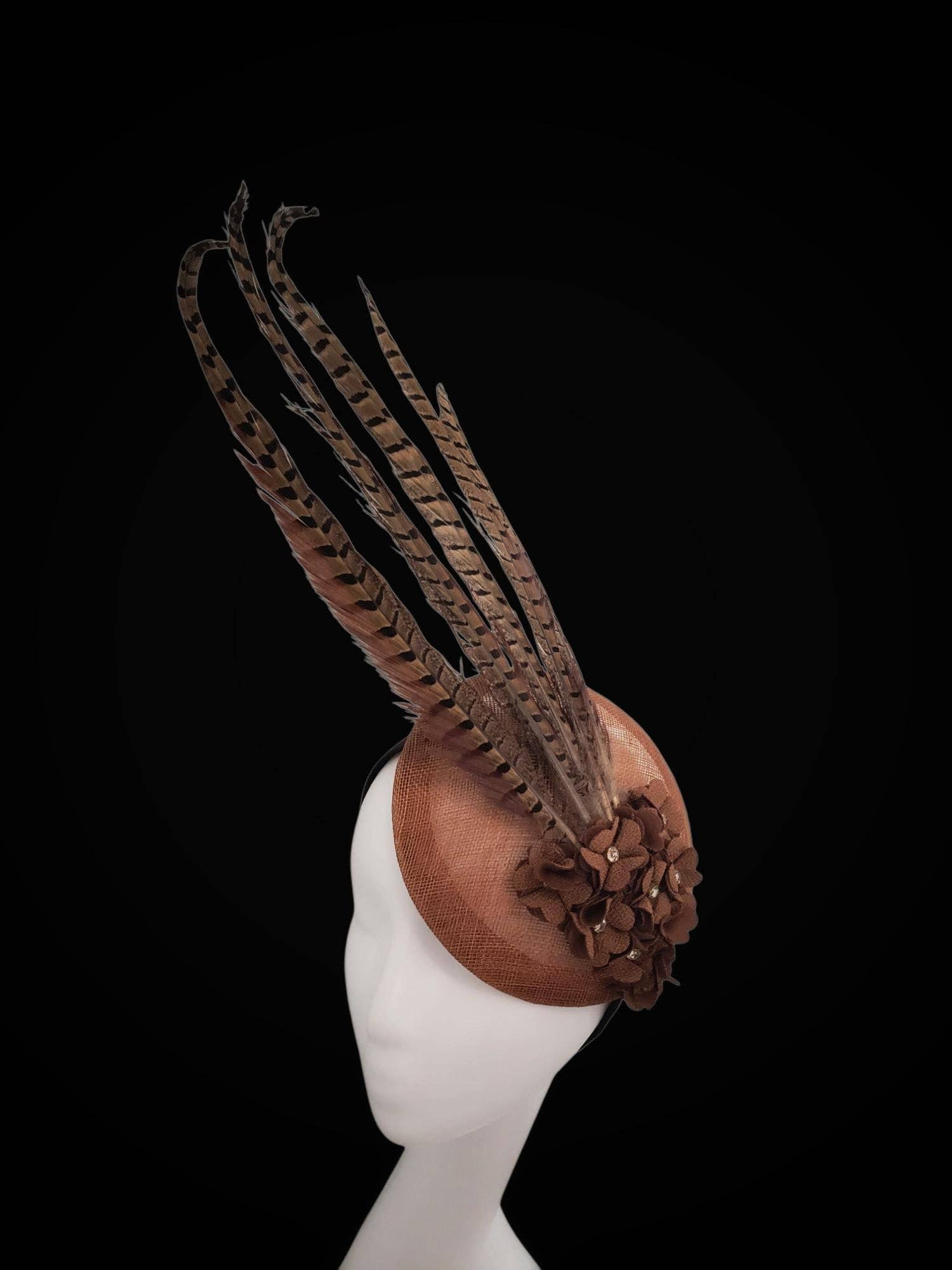 Rehoboth Hats - Wholesale Fascinator Hat - Women's - Sinamay Pillbox Hat with Pheasant Feathers for Events2