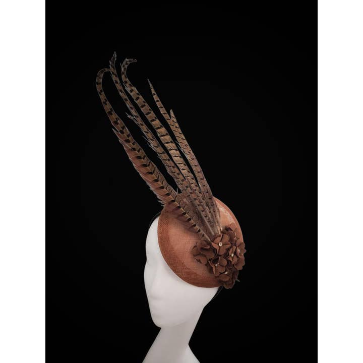 Rehoboth Hats - Wholesale Fascinator Hat - Women's - Sinamay Pillbox Hat with Pheasant Feathers for Events2