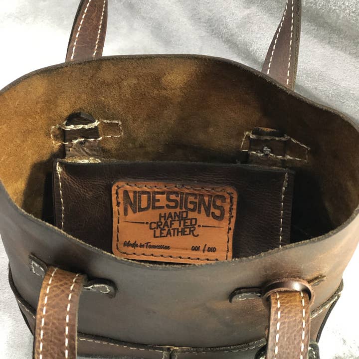 NDesigns Leather - Wholesale Tote Bag - Women's - "Little Mia" Leather Purse - Brown Leather3
