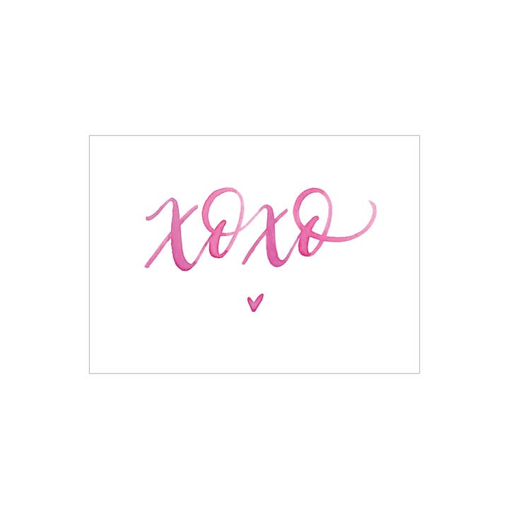 XOXO greeting card for wholesale by Katie Elizabeth Lettering