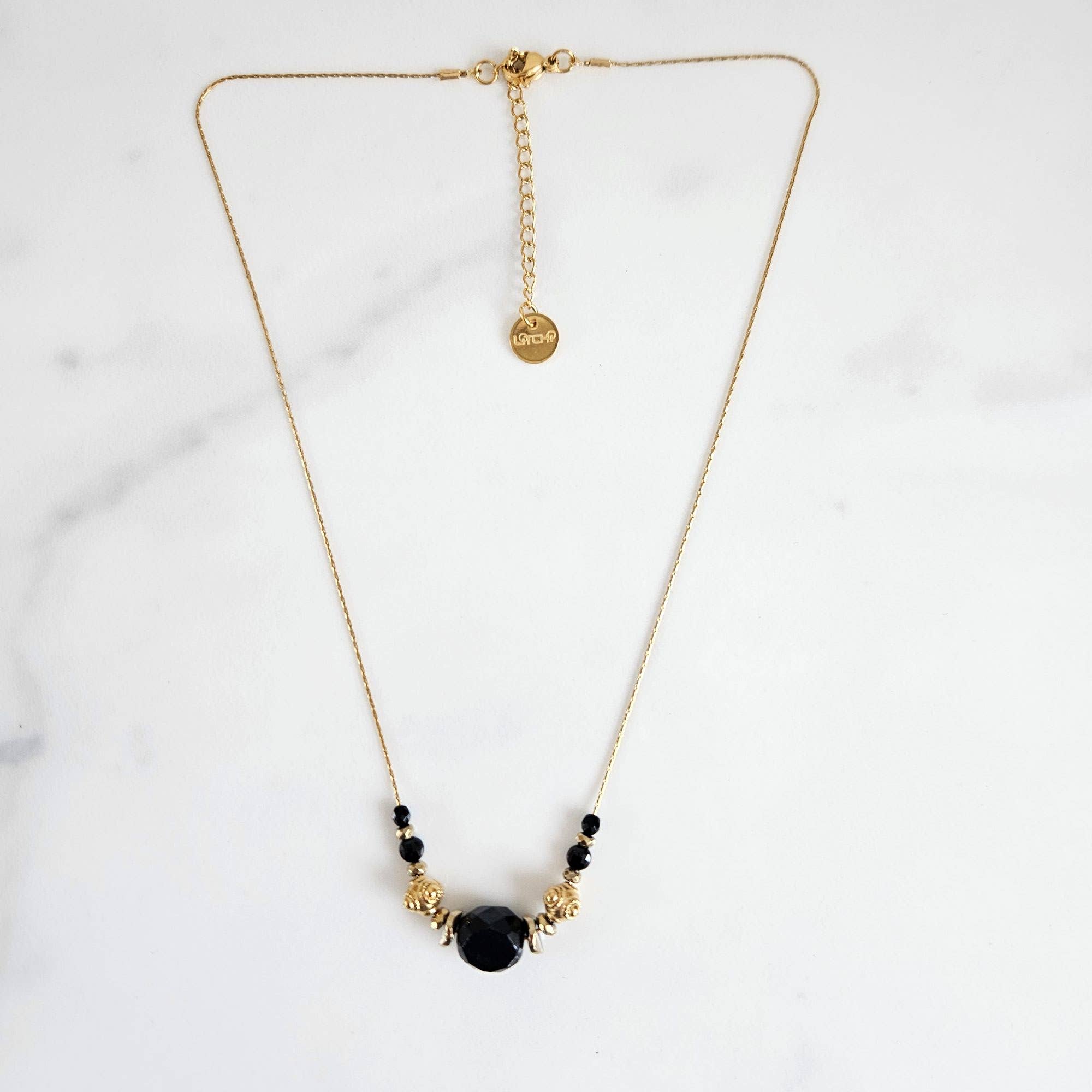 LITCHI - Wholesale Pendant/Charm Necklace - Black Night black stone necklace1