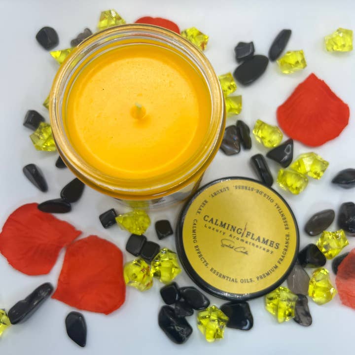 Calming Flames LLC - Wholesale Pot/gevulde kaars - Mimosa geurkaarsen - etherische oliën van kamille en zoete sinaasappel - Aromatherapiekaarsen