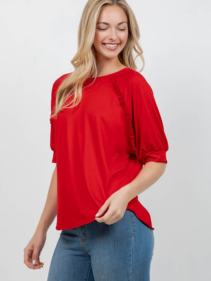 Ruffle Detail Short Sleeve Top
for wholesale by 24-Hrs Fashion