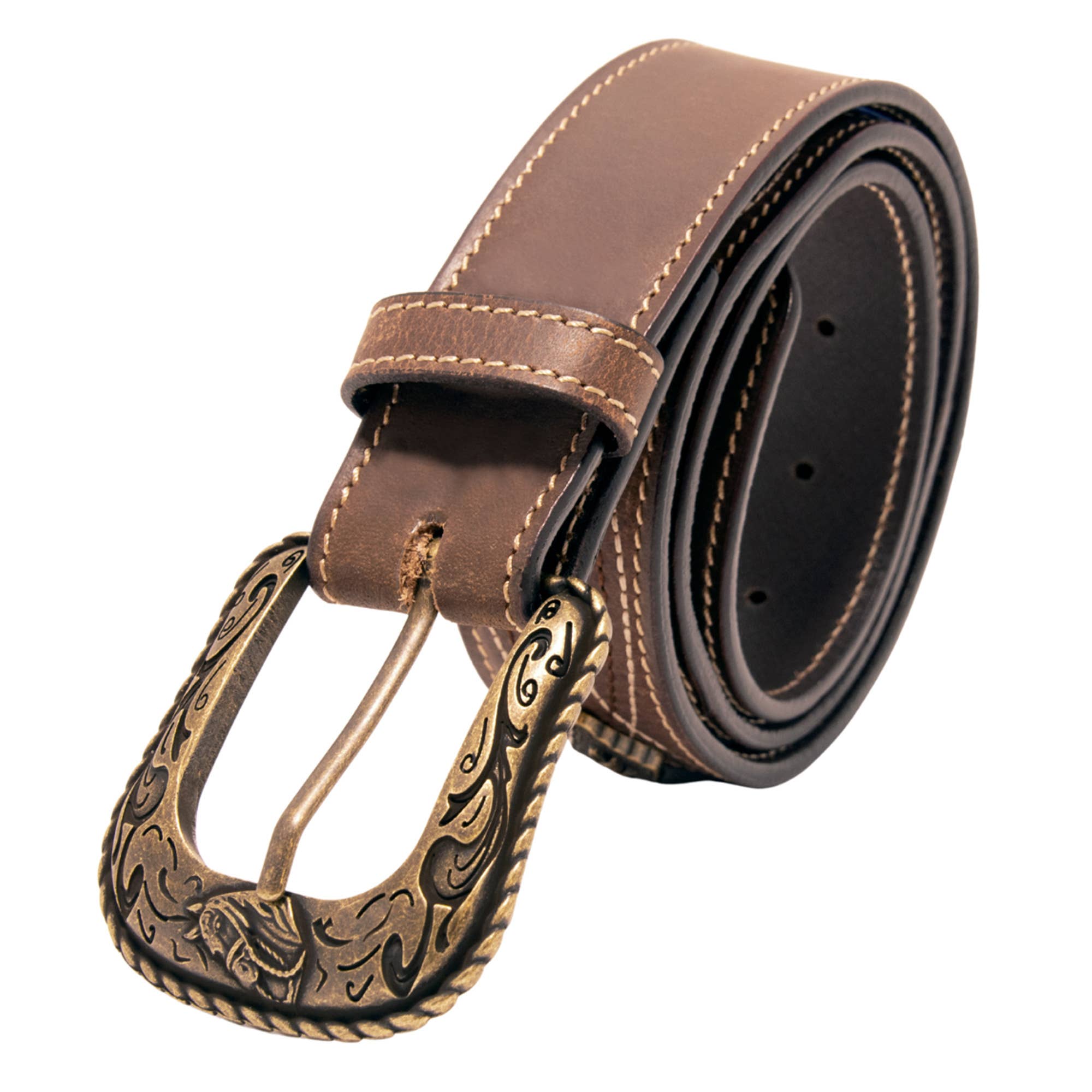 Western Express - Wholesale Belt - Unisex - Stitched Concho Top Grain Leather Belt5