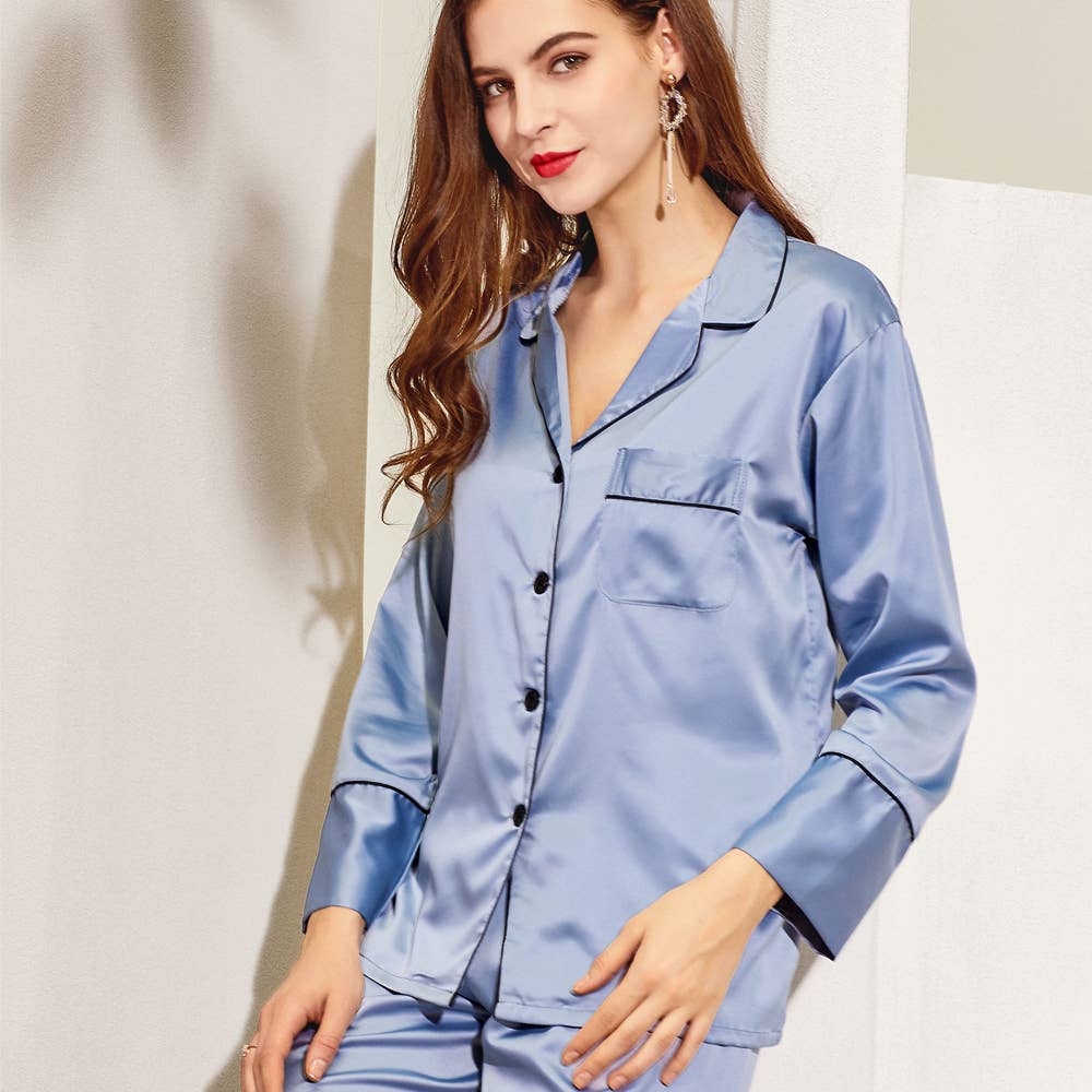 Mackleys – wholesale Sleepwear set – Women's – PREORDER Plain Long Sleeve and Pants PJ Set7