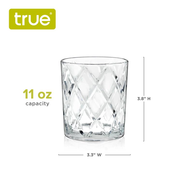 TRUE - Wholesale Cocktail/Liquor Glass - Diamond Faceted Crystal Whiskey Glasses Set of 45