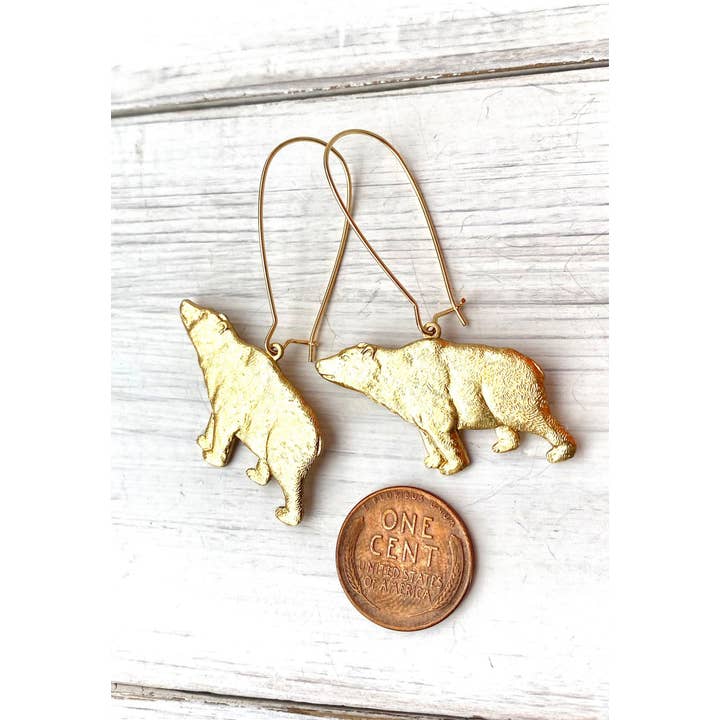 Red Truck Designs - Wholesale Dangle Earrings - Gold Bear Earrings Polar Bear Grizzly Bear Charm Earrings