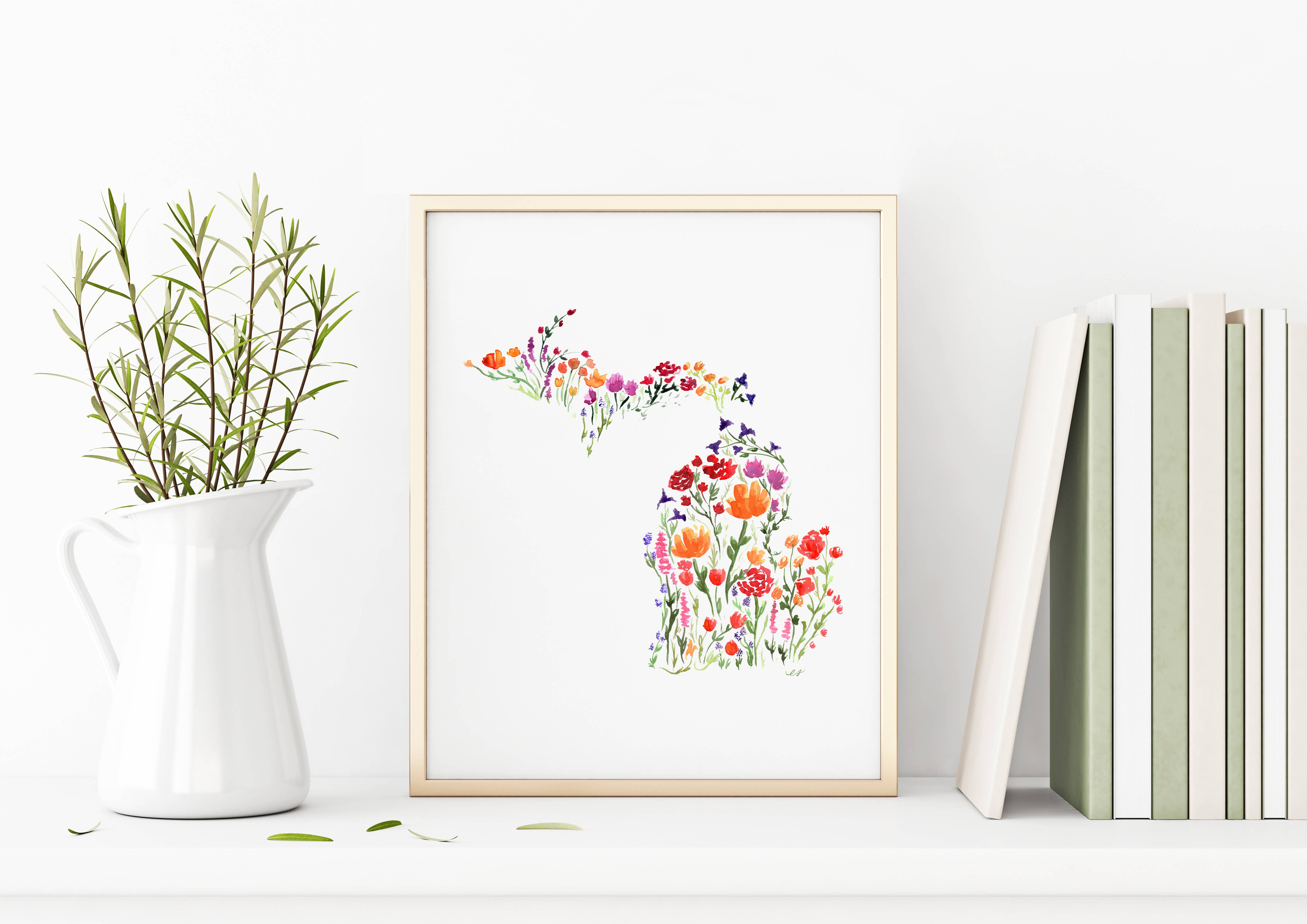 NorthHouse Creative Co. - Wholesale Art Print - Floral Michigan Watercolor Art Print3
