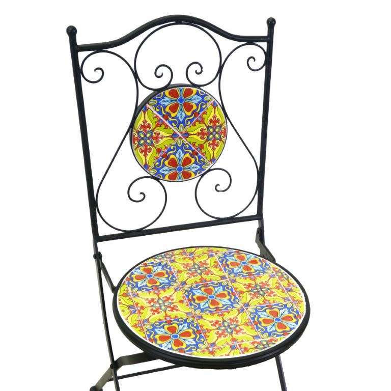Multicolor Catania Round Metal Mosaic Table With 2 Chairs CMø60h75 for wholesale on Faire1