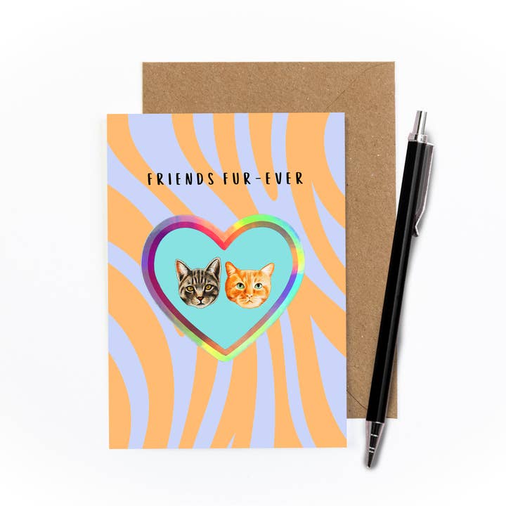 Friends Fur-ever Sticker Card for wholesale by Amy Illustrates
