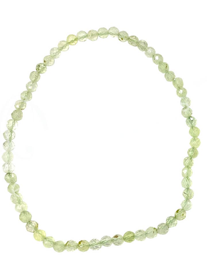 (PC)BRACELET - FACETED STONE BEADS PREHNITE (3-4 MM) 7.25-7 for wholesale by Oceanic Linkways Inc