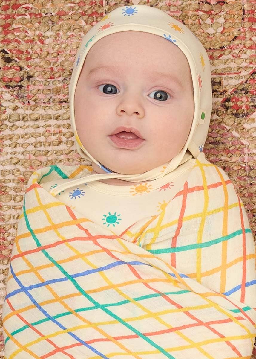 Rainbow Check Large Muslin Swaddle Blanket -Ditto for wholesale on Faire7