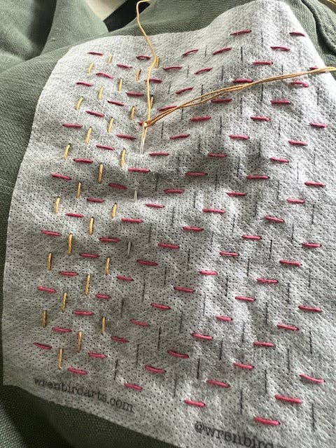 Wrenbirdarts – Kit de costura artesanal por atacado – Conjunto de transfers laváveis para remendo Creme #10 padrões de artes têxteis6