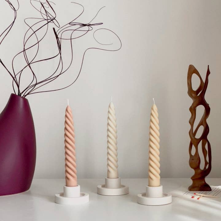 Estelle Studio - Wholesale Tapered Candle/Candlestick - Thick Twisted Taper Candle