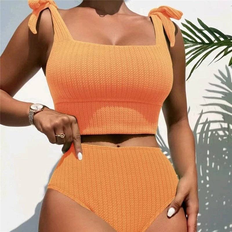 ShieldChic - Wholesale Two Piece Swimsuit - Women's - Two Piece High Waist Conservative Solid Color Swimsuit1
