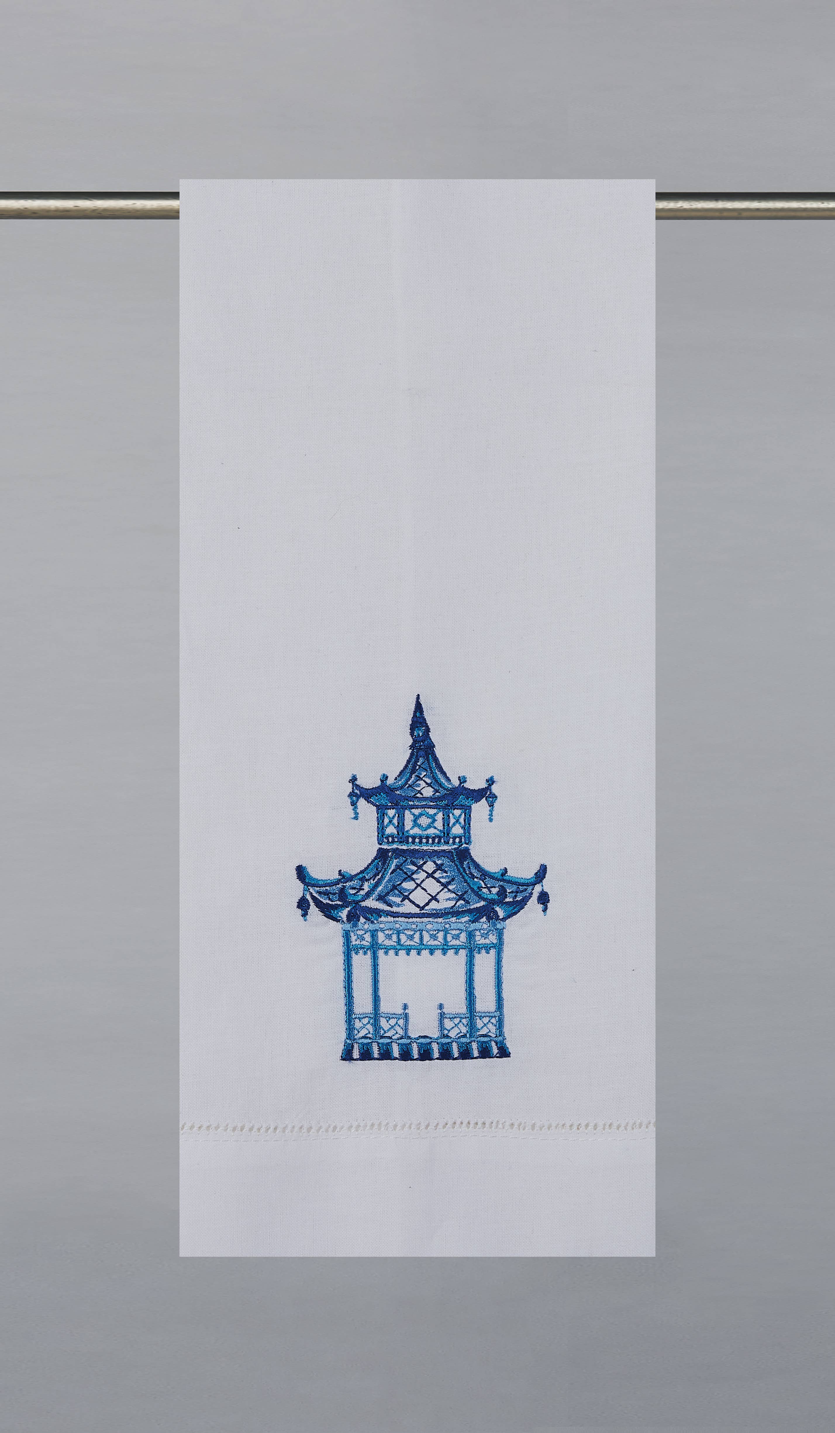 Peking Handicraft - Wholesale Tea Towel - Chinoiseries Pagoda Embroidered Guest Towel