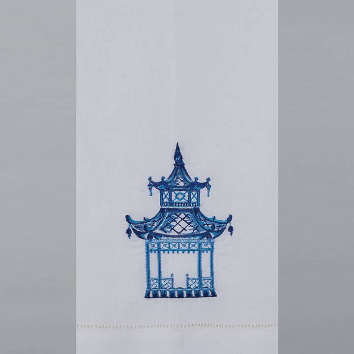 Chinoiseries Pagoda geborduurd gastendoekje voor wholesale door Peking Handicraft