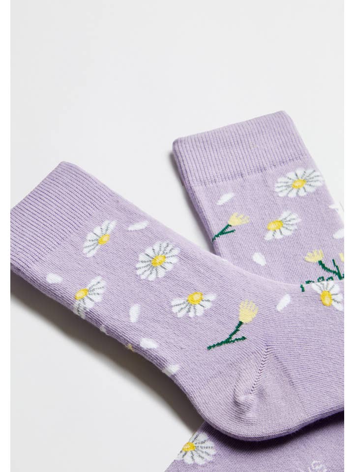 Mauve BeDaisy Malva - 100% Organic Cotton Socks for wholesale on Faire2