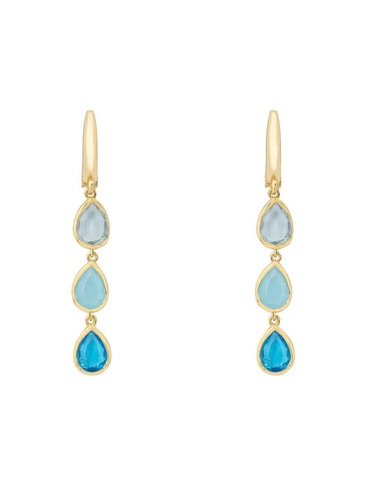 Sardinia Triple Teardrop Earrings Gold The Blues for wholesale by Latelita