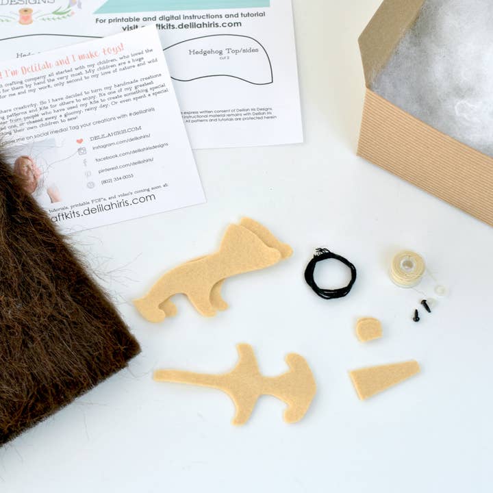 DelilahIris Designs – wholesale Craft sewing kit – Hedgehog DIY Stuffed Animal Craft Sewing Kit3