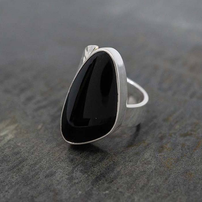 Black Media Luna Ring with Obsidian for wholesale on Faire1