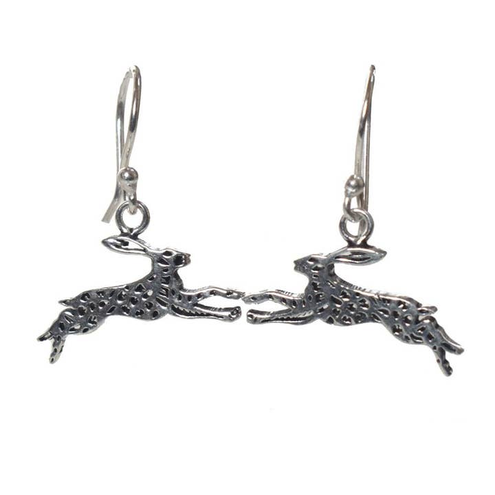 Earrings, Silver coloured Hare 1 (L) x 3 (W) cm for wholesale by Shared Earth